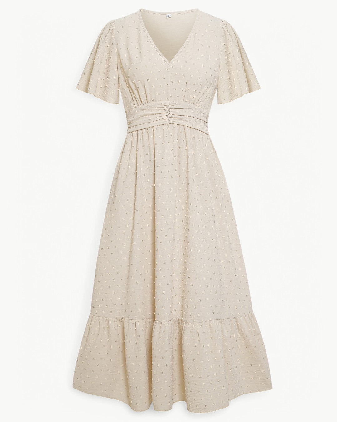 RENÉE™ | Langes Kleid mit V-Ausschnitt und kurzen Ärmeln