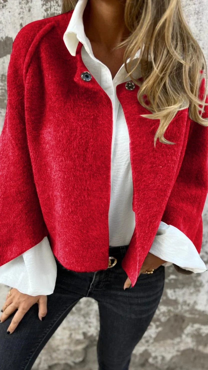 Celeste™ - Wollmantel mit Rundhalsausschnitt und langen Ärmeln