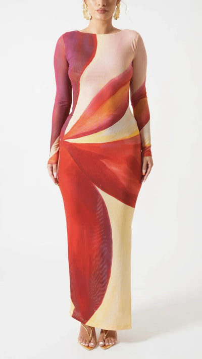 Sonnenuntergang Eleganz | Maxi Kleid