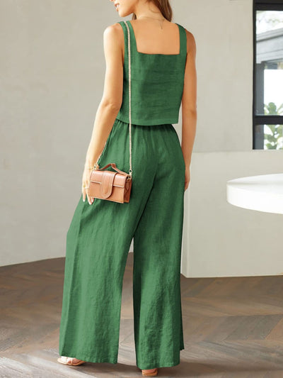 Maxina | Luftiges Damen Set mit Cropped Top & Weit geschnittene Hose