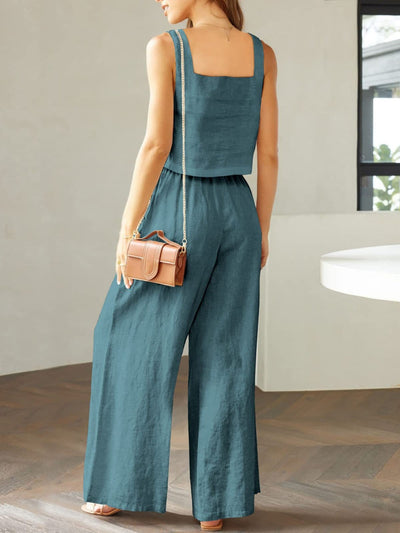 Maxina | Luftiges Damen-Set mit Cropped Top & Weitgeschnittene Hose