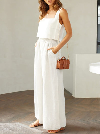 Maxina | Luftiges Damen Set mit Cropped Top & Weit geschnittene Hose