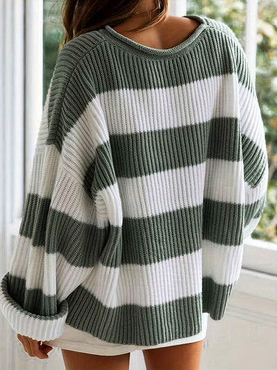 Ornella | Rundhals gestrickter Pullover mit Streifen