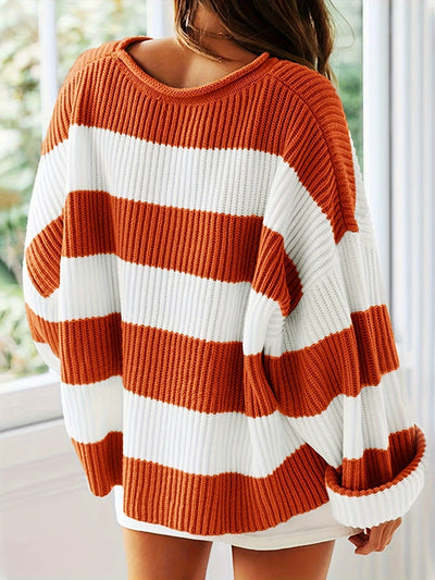 Ornella | Rundhals gestrickter Pullover mit Streifen