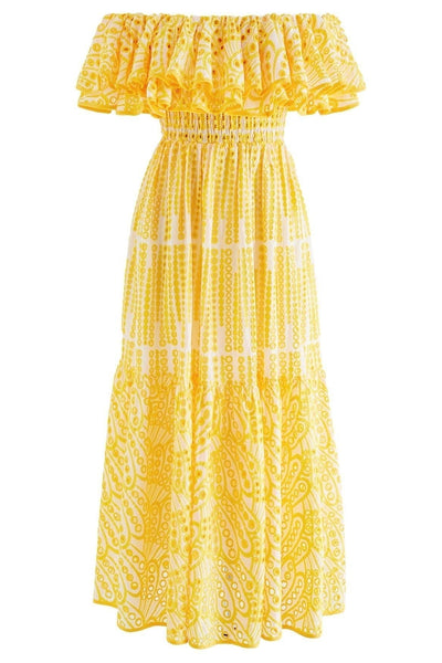 Soleia | Off-Shoulder Broderie Kleid