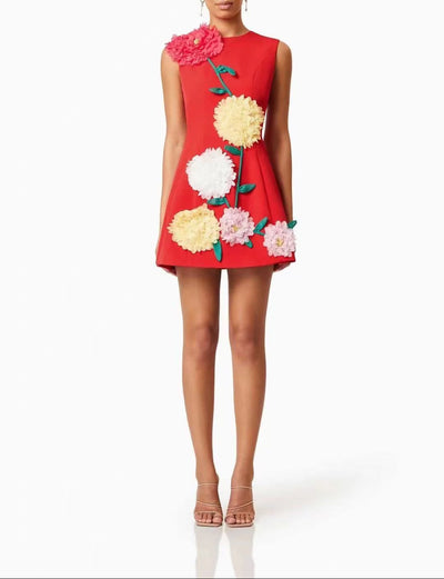 Floretta | Blumenkleid mit 3D-Effekt in Fröhlichen Farben