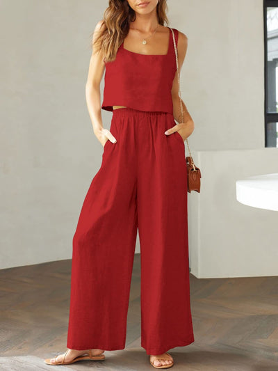 Maxina | Luftiges Damen-Set mit Cropped Top & Weitgeschnittene Hose