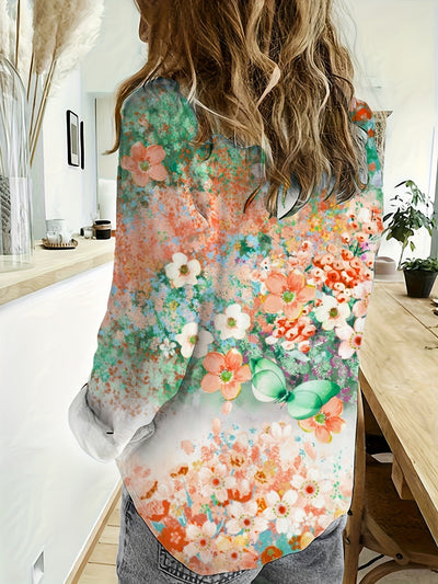 Mira™ | Langärmliges Hemd mit Kragen und Blumenmuster