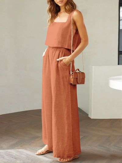 Maxina | Luftiges Damen Set mit Cropped Top & Weit geschnittene Hose