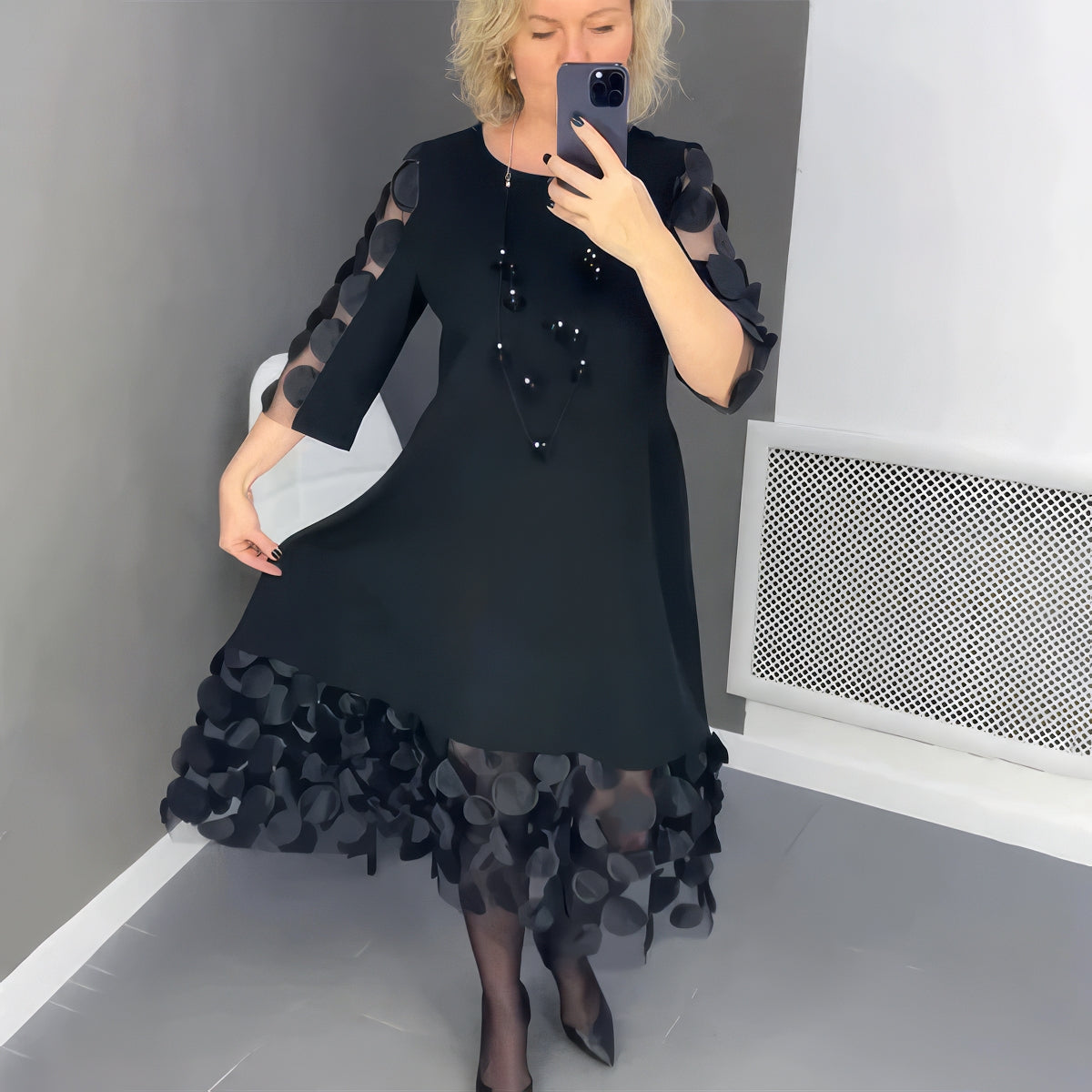 Oversize-Langkleid mit Dekoration