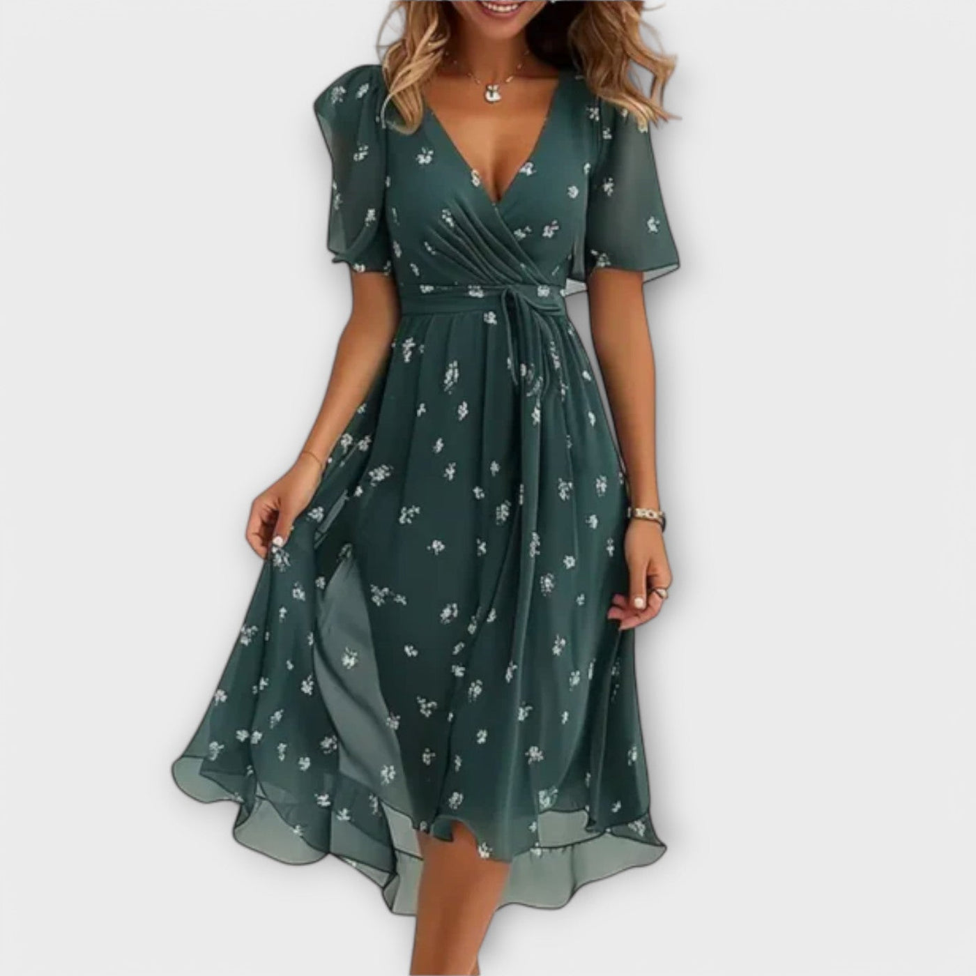 Annegret™ | Damenkleid mit V-Ausschnitt