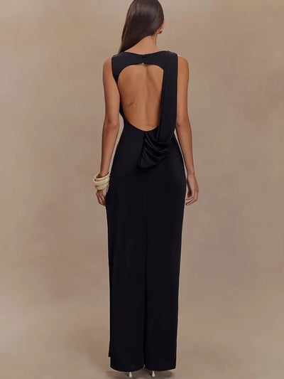 Nalani | Langes Abendkleid mit Offenem Rücken und Hohem Schlitz