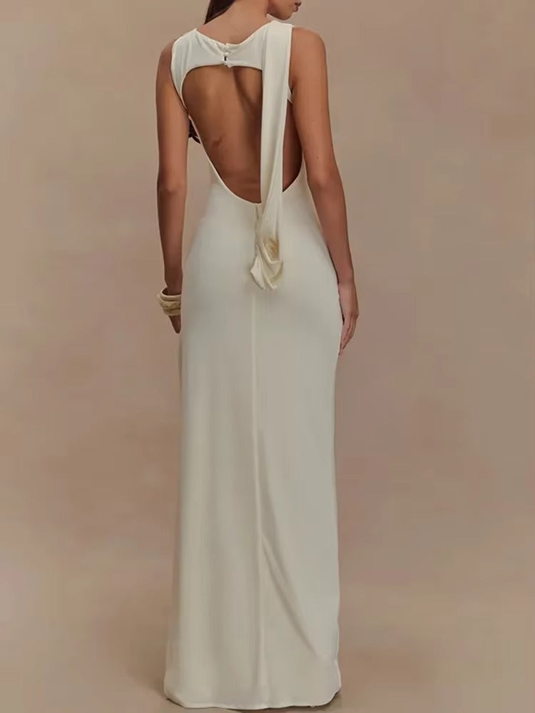 Nalani | Langes Abendkleid mit Offenem Rücken und Hohem Schlitz