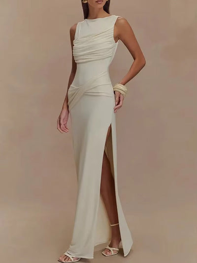 Nalani | Langes Abendkleid mit Offenem Rücken und Hohem Schlitz