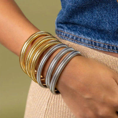 Glow Snake | Brede Snake Armband in Gold oder Silber – 8 bis 16 mm