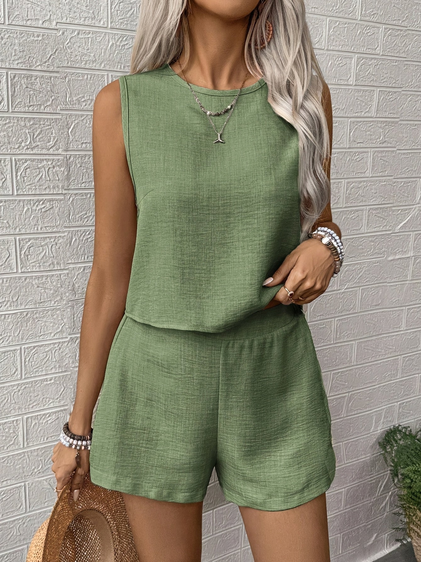 Aurellie | Ärmelloses Sommer-Set mit Rundhalsausschnitt und Relaxed Fit