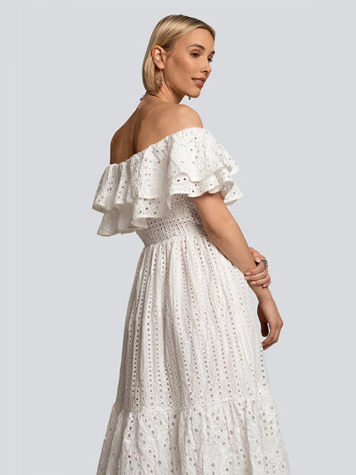 Soleia | Off-Shoulder Broderie Kleid
