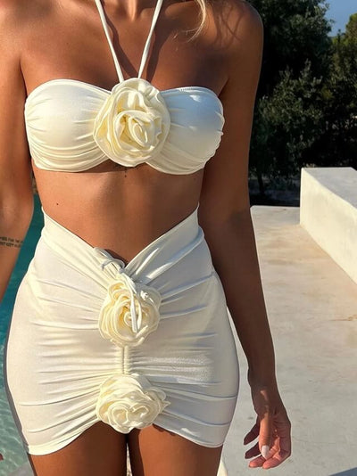 Leona | 3-teiliges Strandset mit Rosen-Details