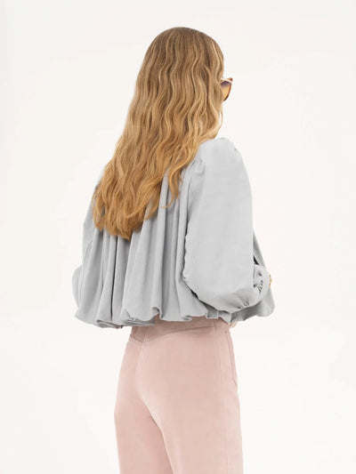 Luzette Cropped Bomberjacke | Weibliche Jacke mit Puffärmeln & Knöpfen