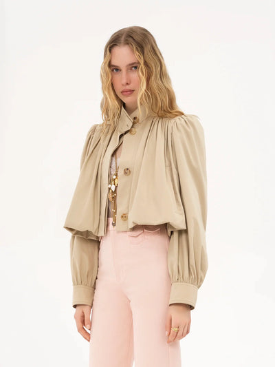 Luzette Cropped Bomberjacke | Weibliche Jacke mit Puffärmeln & Knöpfen