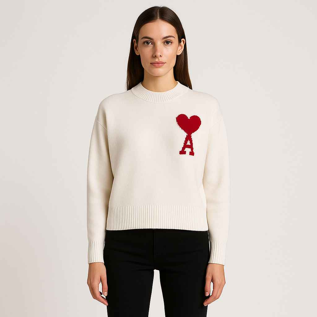Amaria | Pullover mit Herz-und-Buchstaben Detail in Verschiedenen Farben – Stilvoll & Bequem
