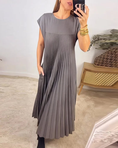 Einfaches Plissiertes Kleid ohne Ärmel
