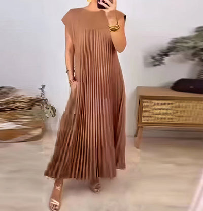 Einfaches Plissiertes Kleid ohne Ärmel