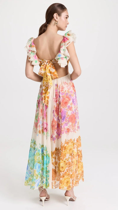 Bloomelia | Maxi Kleid mit Blumenmuster & Rüschen